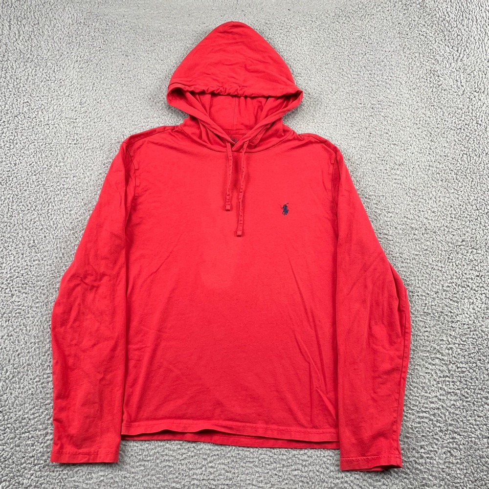 Polo Ralph Lauren Hoodie Mens Medium Red Long Sleeve Jersey Pullover Pony Logo